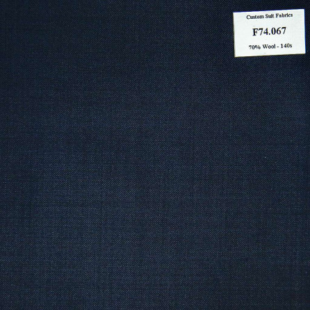 F74.067 Kevinlli V6 - Vải Suit 70% Wool - Xanh Dương Trơn